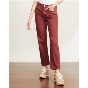Veronica Beard “Blake” Straight Leg High Rise Denim in Oxblood Size 32